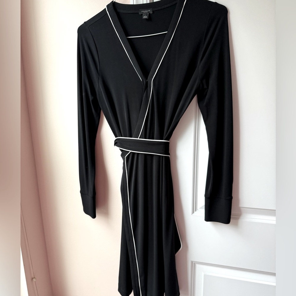 Ann Taylor Black Dress with White Accent